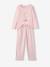 Pyjama fille lapin en jersey et flanelle ROSE CLAIR 1 - vertbaudet enfant 