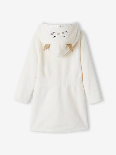 Robe de chambre fille maille peluche chat personnalisable ivoire 5 - vertbaudet enfant 