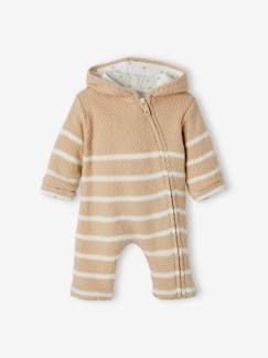 Bébé-Salopette, combinaison-Combinaison en tricot bébé naissance doublée