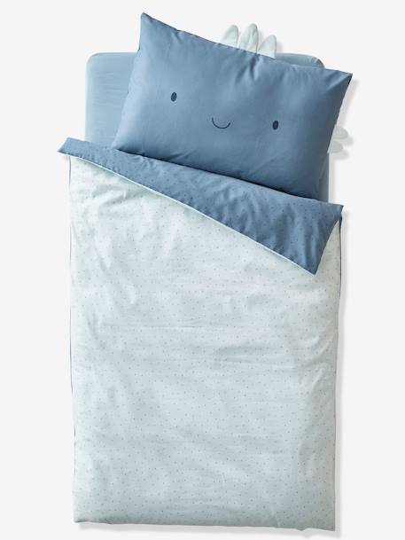 Housse de couette bébé réversible PETIT DINO bleu 2 - vertbaudet enfant 