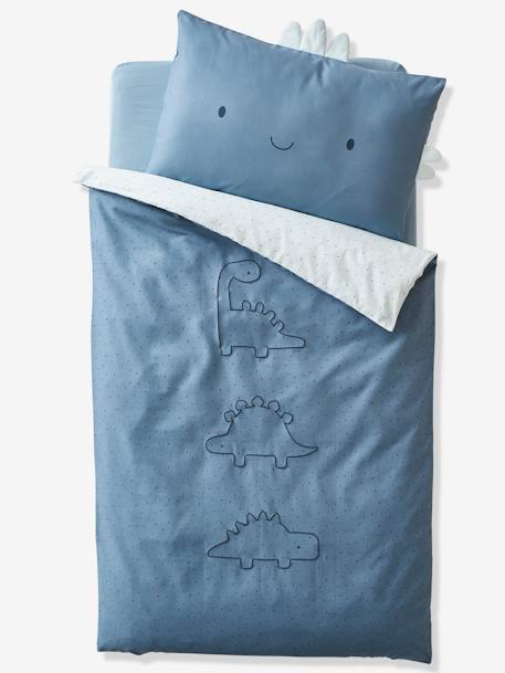 Housse de couette bébé réversible PETIT DINO bleu 1 - vertbaudet enfant 