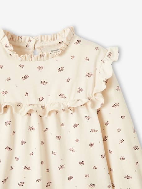 T-shirt blouse volanté imprimé fleurs fille rose aop  - 11-0603 TCX 5 - vertbaudet enfant 