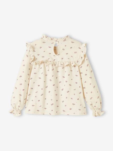 T-shirt blouse volanté imprimé fleurs fille rose aop  - 11-0603 TCX 4 - vertbaudet enfant 