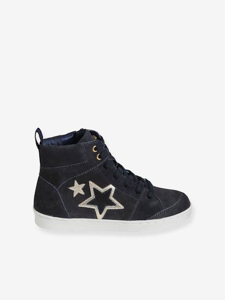 Baskets mid cuir fille lacées et zippées bleu marine 2 - vertbaudet enfant 