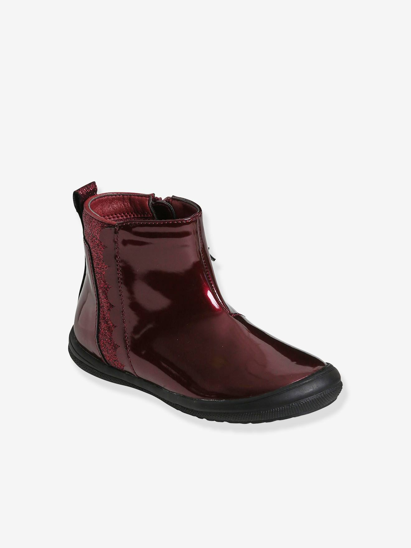 Bottes En Cuir Pailleté Fille Vertbaudet - Taille 26, Marine, Applications Cœurs Et étoiles - 12