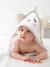 Cape de bain bébé à capuche brodée animaux blanc+bleu+rose 1 - vertbaudet enfant 