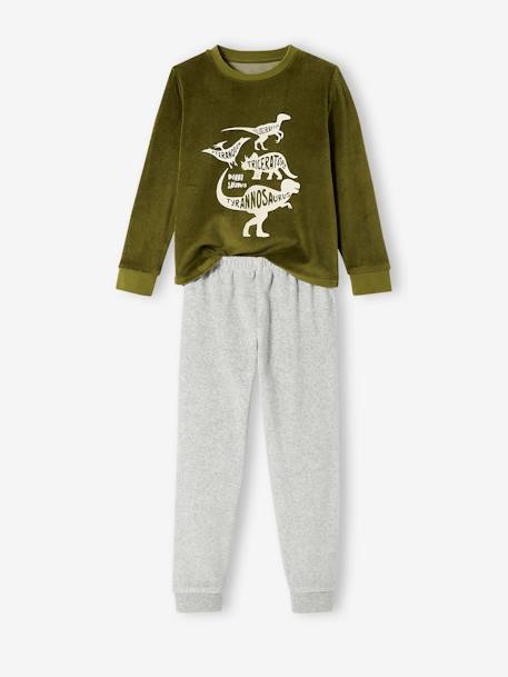 Lot de 2 pyjamas garçon velours dinosaures LOT VERT ET MARINE 4 - vertbaudet enfant 