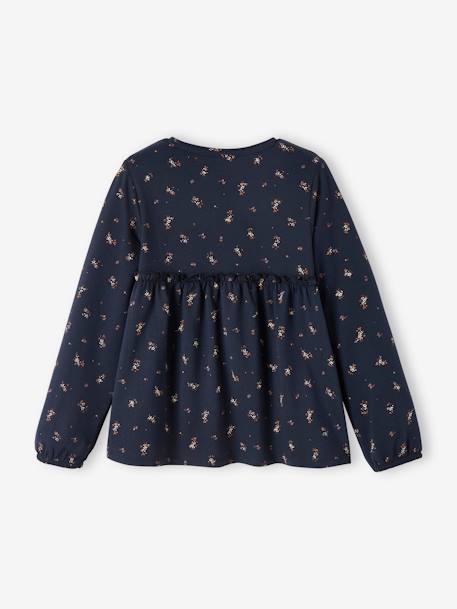 T-shirt blouse imprimé fille bleu marine+marron foncé+rose poudré 2 - vertbaudet enfant 