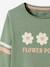 T-shirt à fleurs détails flocage velours fille vert 4 - vertbaudet enfant 