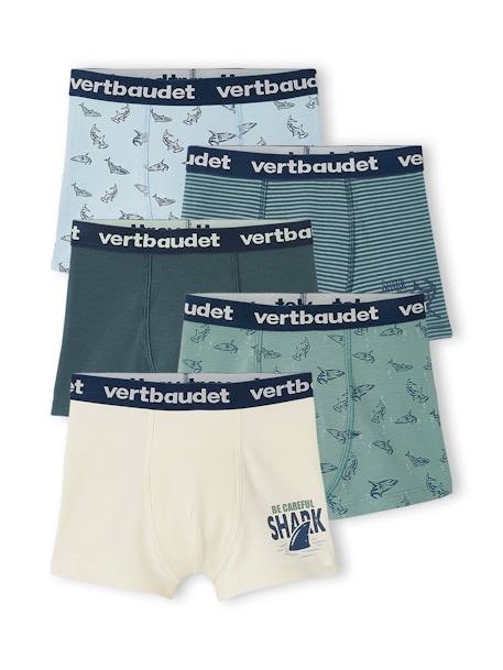 Lot de 5 boxers stretch 'requins' garçon Lot bleu 1 - vertbaudet enfant 