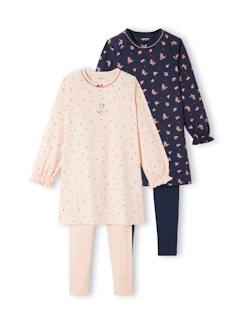 -Lot de 2 chemises de nuit à fleurs + legging