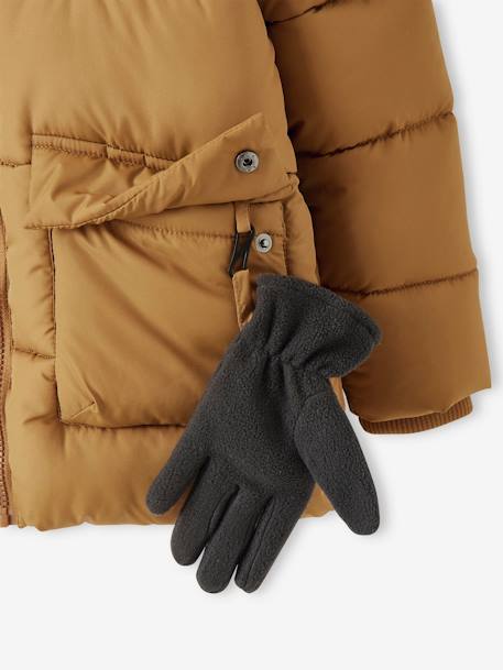 Doudoune à capuche doublée polaire avec gants ou moufles garçon BLEU+MORDORE 13 - vertbaudet enfant 