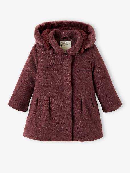 Manteau à capuche fille drap de laine   - vertbaudet enfant