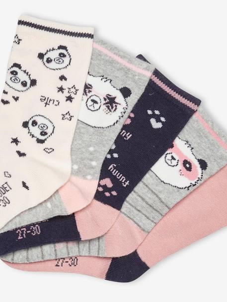Lot de 5 paires de chaussettes panda fille lot mauve 2 - vertbaudet enfant 