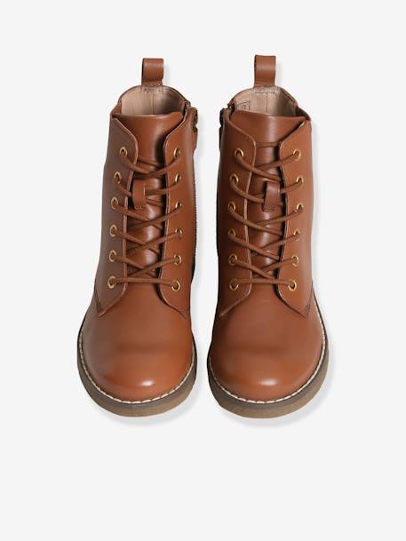 Bottines hautes lacées et zippées en cuir fille camel 4 - vertbaudet enfant 