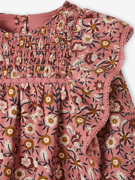 Robe fleurie bébé à smocks bois de rose imprimé 3 - vertbaudet enfant 
