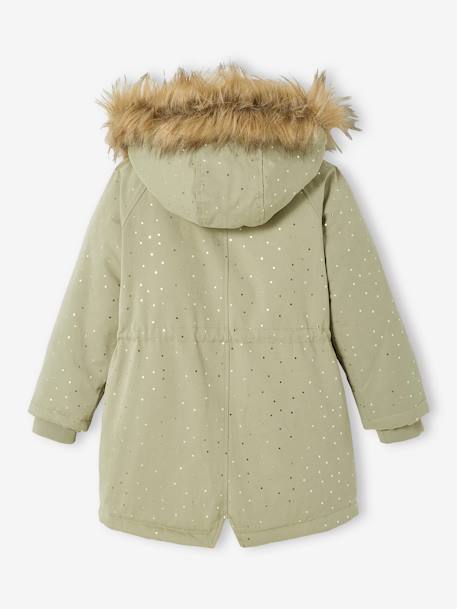 Parka à capuche à pois irisés fille vert clair 3 - vertbaudet enfant 