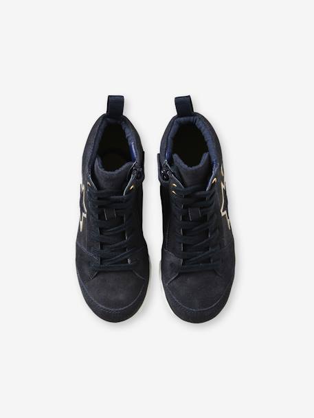 Baskets mid cuir fille lacées et zippées bleu marine 4 - vertbaudet enfant 