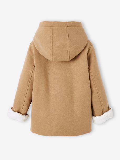 Manteau à capuche en drap de laine fille doublé sherpa chamois+vert foncé 5 - vertbaudet enfant 