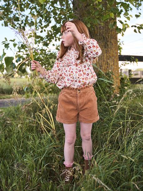 Short paperbag en velours fille bois de rose+camel+encre+lichen+rose airelle+vert sapin 6 - vertbaudet enfant 