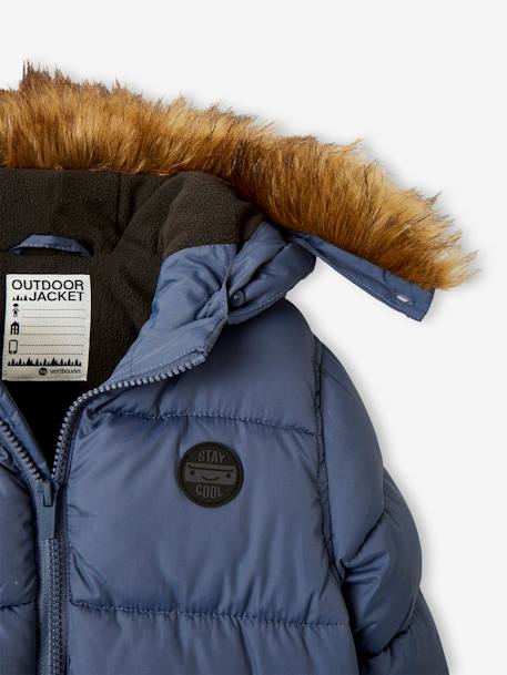 Doudoune garçon à capuche doublée polaire avec gants ou moufles BLEU 4 - vertbaudet enfant 