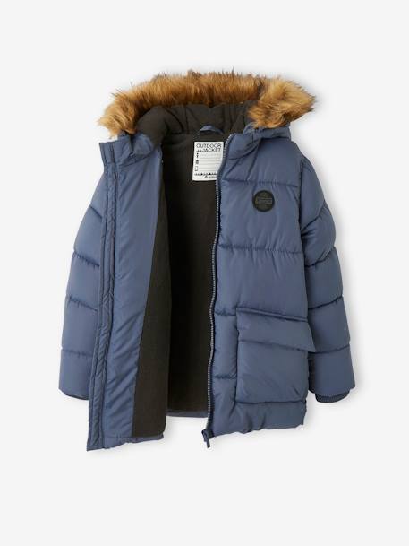 Doudoune garçon à capuche doublée polaire avec gants ou moufles BLEU 2 - vertbaudet enfant 