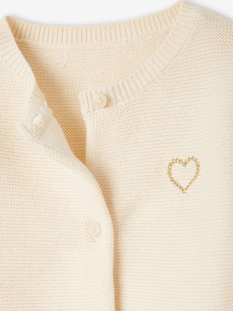 Cardigan broderie dorée coeur bébé beige+ivoire+vieux rose 7 - vertbaudet enfant 