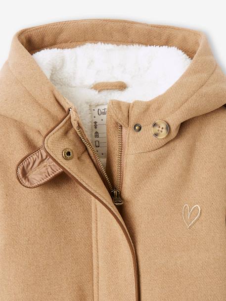 Manteau à capuche en drap de laine fille doublé sherpa chamois+vert foncé 6 - vertbaudet enfant 