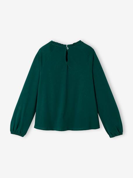 Tee-shirt blouse fille détail broderie anglaise manches longues bleu pâle+écru+marine+mauve+vert foncé 18 - vertbaudet enfant 