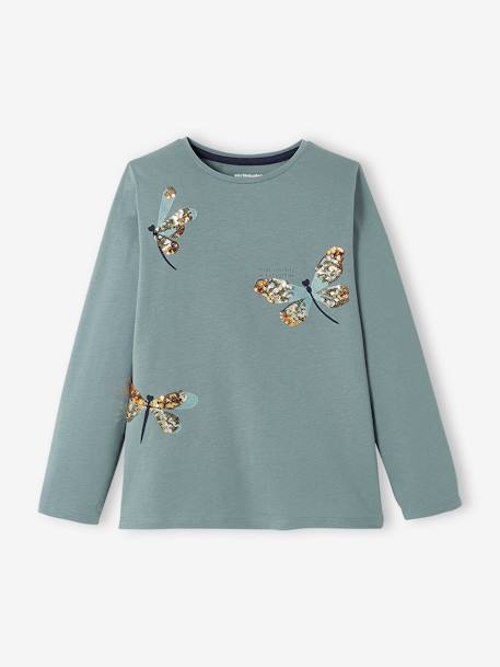 Tee-shirt fantaisie fille écru+olive+vert sauge 9 - vertbaudet enfant 