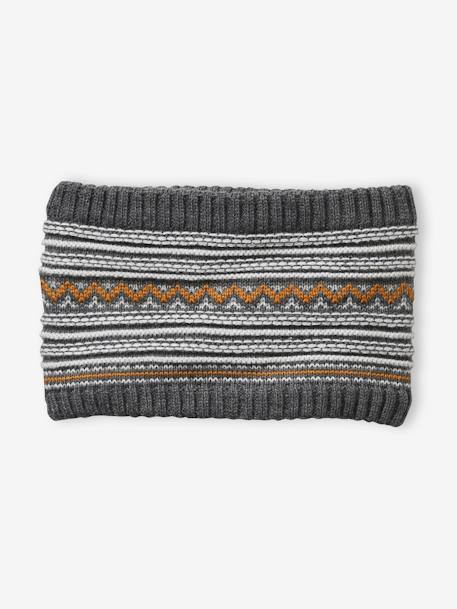 Ensemble garçon bonnet + snood + gants en maille jacquard gris 5 - vertbaudet enfant 