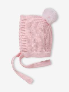 Bébé-Accessoires-Bonnet forme capuche à pompon bébé fille