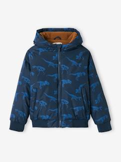 Garçon-Manteau, veste-Manteau, parka-Blouson à capuche motifs dinosaures doublé polaire garçon