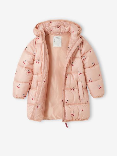 Doudoune longue légère imprimée cerises fille PRINTED PINK 2 - vertbaudet enfant 