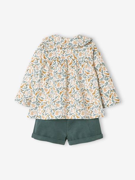 Ensemble 3 pièces bébé fille tee-shirt, short velours et bandeau vert foncé 5 - vertbaudet enfant 
