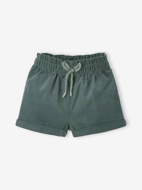 Ensemble 3 pièces bébé fille tee-shirt, short velours et bandeau vert foncé 4 - vertbaudet enfant 