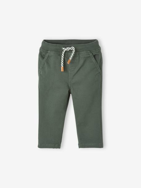 Pantalon en sergé doublé bébé garçon beige poudré+chamois+Encre+vert bouteille 12 - vertbaudet enfant 