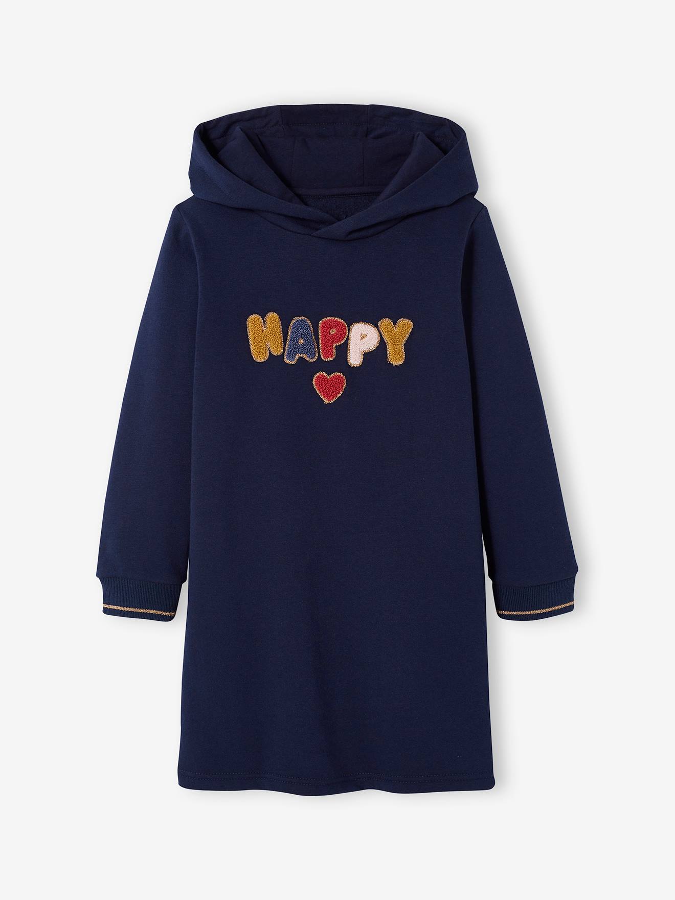 Robe Molleton à Capuche Vertbaudet Fille - Conférable, Manches Longues, Motifs Glitter Ou Broderies - 10
