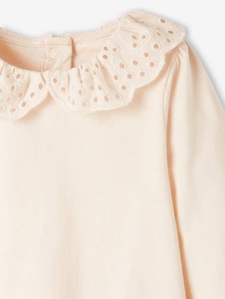 T-shirt bébé col brodé manches longues beige clair+rayé marine+rayé rouge 4 - vertbaudet enfant 
