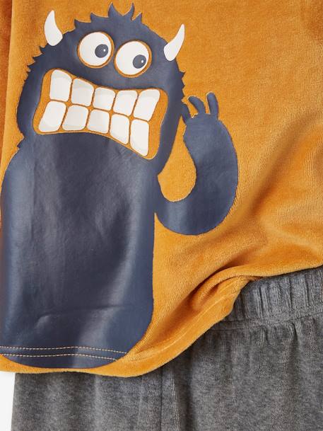 Pyjama 'monstre' garçon en velours ORANGE FONCE 3 - vertbaudet enfant 