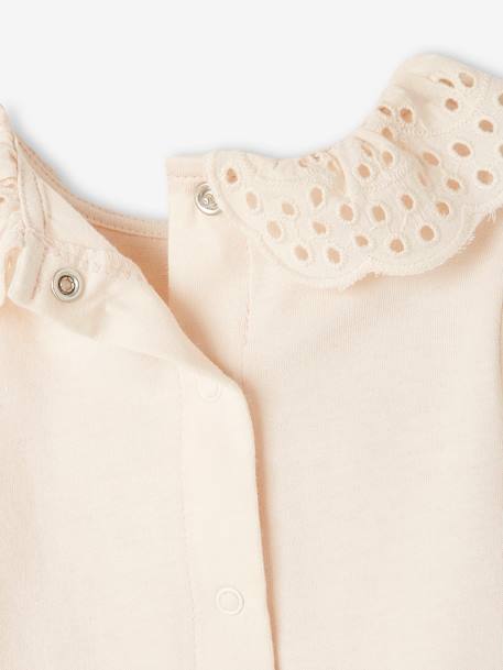 T-shirt bébé col brodé manches longues beige clair+rayé marine+rayé rouge 5 - vertbaudet enfant 