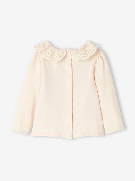 T-shirt bébé col brodé manches longues beige clair+rayé marine+rayé rouge 6 - vertbaudet enfant 