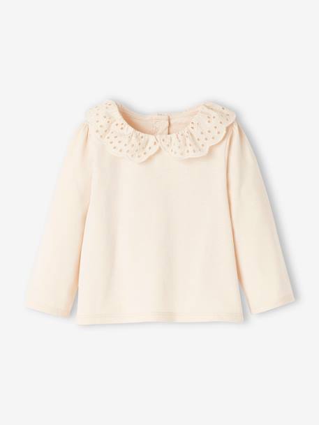 T-shirt bébé col brodé manches longues beige clair+rayé marine+rayé rouge 3 - vertbaudet enfant 