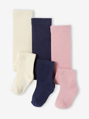 Lot De 3 Collants Pour Fille En Coton Doux - Pour L'école, La Danse, Tous Les Jours - Taille 2-8 Ans