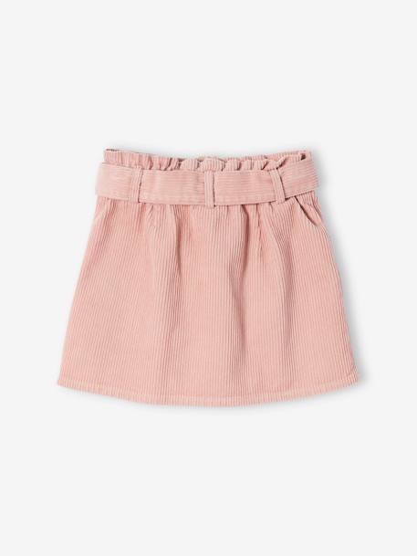 Jupe style 'paperbag' en velours côtelé fille brique+rose blush+sapin 10 - vertbaudet enfant 