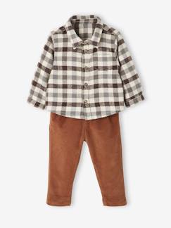 Bébé-Ensemble bébé chemise en flanelle + pantalon en velours