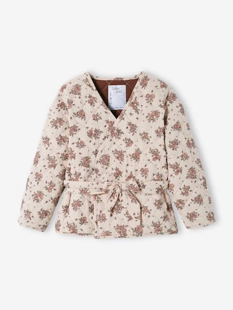 Veste matelassée imprimée fleurs fille LIGHT BEIGE PRINT 4 - vertbaudet enfant 