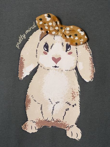 Tee-shirt motif lapin avec noeud fantaisie fille gris foncé 3 - vertbaudet enfant 