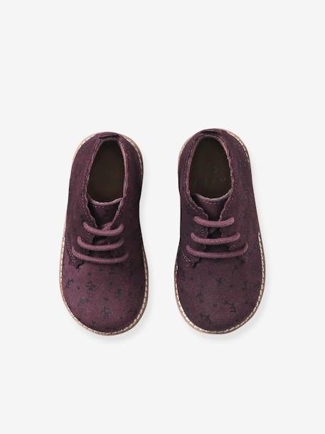 Bottines bébé fille cuir lacées bordeaux 4 - vertbaudet enfant 