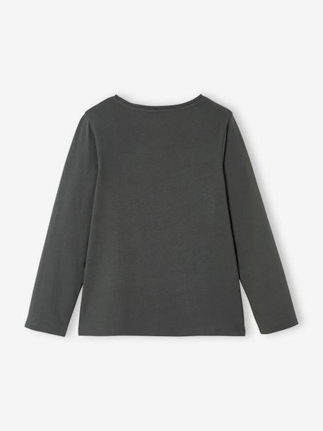 Tee-shirt fantaisie fille manches longues gris foncé+marine 2 - vertbaudet enfant 
